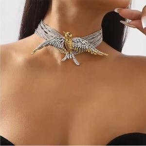 Gold and Silver Bird Pendant Necklace